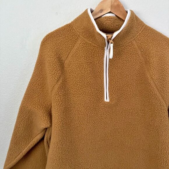 J. CREW | Sherpa Half Zip Tunic Pullover Sweatshirt Teddy Jacket Brown | Size XL - Picture 3 of 7